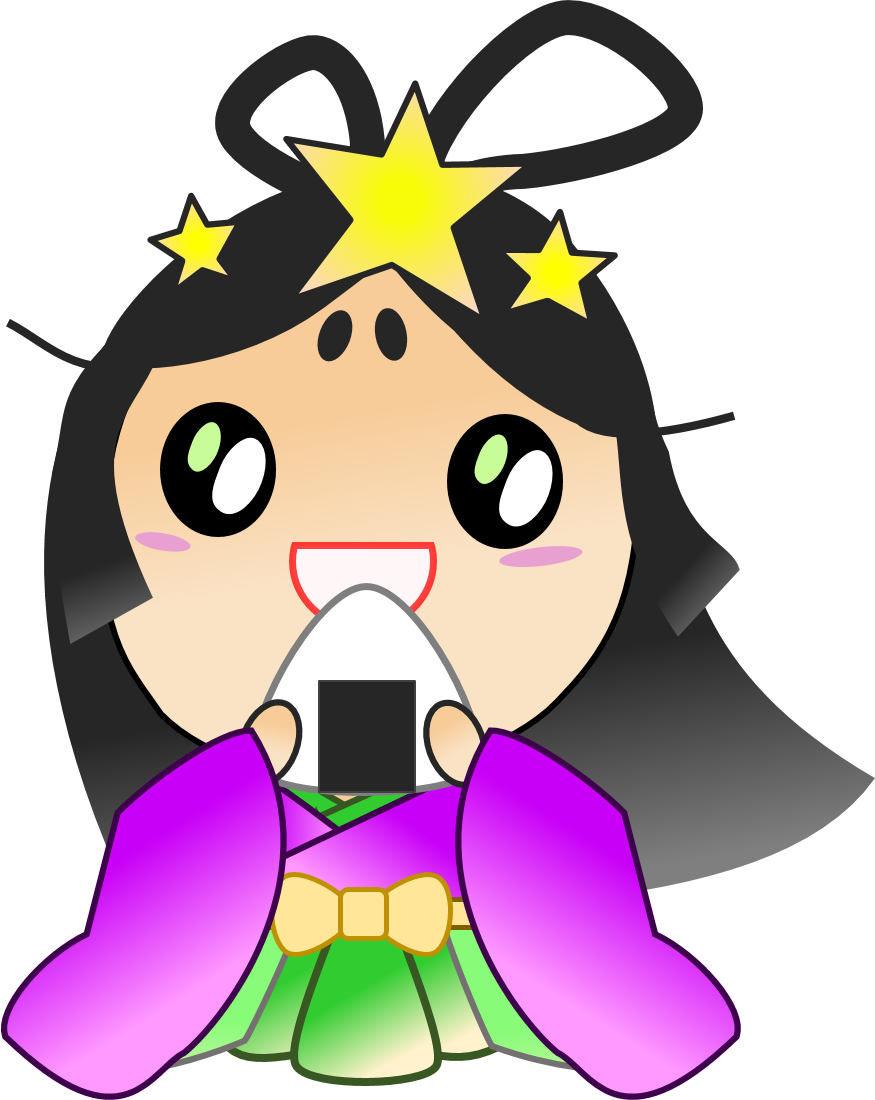 おにぎりを食べるおりひめちゃん(開眼) おにぎりおりひめ